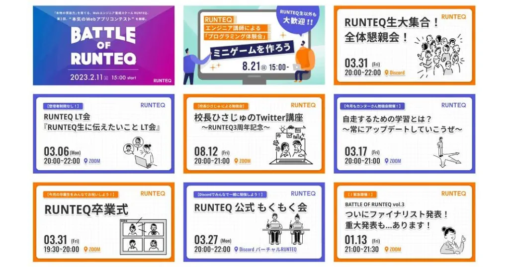 runteqの定期イベント